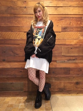 「PUNYUS（プニュズ）のアイテム（MA-1）」を使った、PUNYUS  さん（レディース・165cm）の春コーディネート