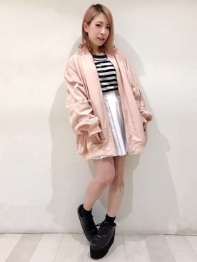 「PUNYUS（プニュズ）のアイテム（MA-1）」を使った、PUNYUS  さん（レディース・165cm）の春コーディネート