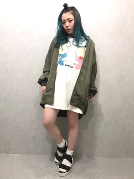 「PUNYUS（プニュズ）のアイテム（MA-1）」を使った、PUNYUS  さん（レディース・165cm）の春コーディネート