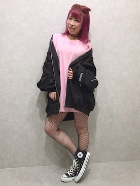 「PUNYUS（プニュズ）のアイテム（MA-1）」を使った、PUNYUS  さん（レディース・165cm）の春コーディネート