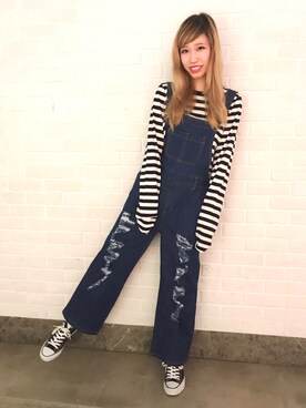 「PUNYUS（プニュズ）のアイテム（オールインワン・サロペット）」を使った、PUNYUS  さん（レディース・165cm）の秋コーディネート