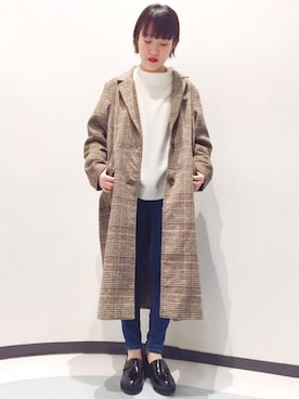 「PUNYUS（プニュズ）のアイテム（チェスターコート）」を使った、PUNYUS  さん（レディース・165cm）の秋コーディネート
