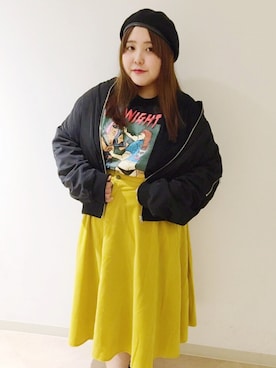 「PUNYUS（プニュズ）のアイテム（MA-1）」を使った、PUNYUS  さん（レディース・165cm）の秋コーディネート
