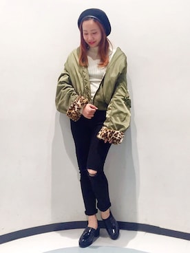 「PUNYUS（プニュズ）のアイテム（MA-1）」を使った、PUNYUS  さん（レディース・165cm）の秋コーディネート