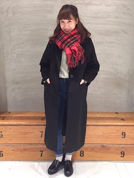 「PUNYUS（プニュズ）のアイテム（チェスターコート）」を使った、PUNYUS  さん（レディース・165cm）の冬コーディネート