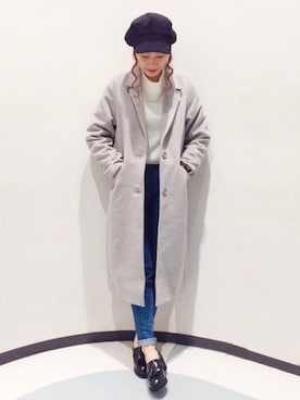 「PUNYUS（プニュズ）のアイテム（チェスターコート）」を使った、PUNYUS  さん（レディース・165cm）の冬コーディネート