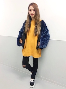「PUNYUS（プニュズ）のアイテム（MA-1）」を使った、PUNYUS  さん（レディース・165cm）の冬コーディネート