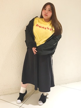 「PUNYUS（プニュズ）のアイテム（MA-1）」を使った、PUNYUS  さん（レディース・165cm）の春コーディネート
