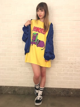 「PUNYUS（プニュズ）のアイテム（MA-1）」を使った、PUNYUS  さん（レディース・165cm）の春コーディネート