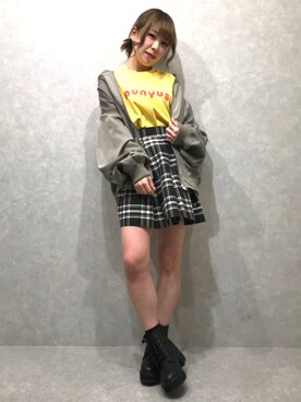 「PUNYUS（プニュズ）のアイテム（MA-1）」を使った、PUNYUS  さん（レディース・165cm）の春コーディネート