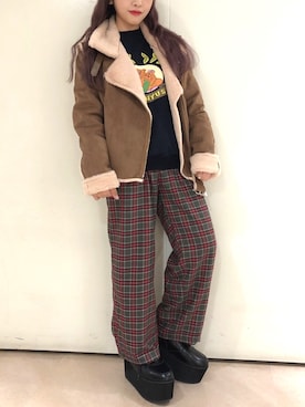 「PUNYUS（プニュズ）のアイテム（ムートンコート）」を使った、PUNYUS  さん（レディース・160cm）の冬コーディネート