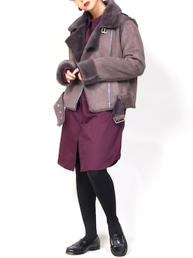 「PUNYUS（プニュズ）のアイテム（ムートンコート）」を使った、PUNYUS  さん（レディース・160cm）の冬コーディネート