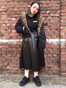 「PUNYUS（プニュズ）のアイテム（MA-1）」を使った、PUNYUS  さん（レディース・160cm）の冬コーディネート