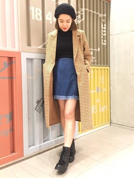 「PUNYUS（プニュズ）のアイテム（チェスターコート）」を使った、PUNYUS  さん（レディース・160cm）の冬コーディネート