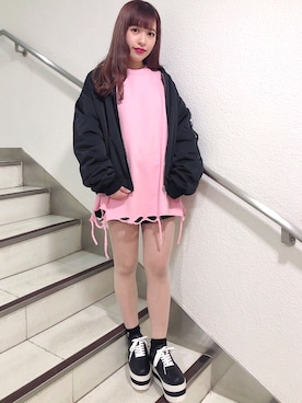 「PUNYUS（プニュズ）のアイテム（MA-1）」を使った、PUNYUS  さん（レディース・160cm）の冬コーディネート