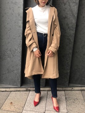 「PUNYUS（プニュズ）のアイテム（トレンチコート）」を使った、PUNYUS  さん（レディース・160cm）の秋コーディネート