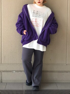「PUNYUS（プニュズ）のアイテム（ブルゾン）」を使った、PUNYUS  さん（レディース・160cm）の秋コーディネート