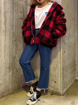 「PUNYUS（プニュズ）のアイテム（ブルゾン）」を使った、PUNYUS  さん（レディース・160cm）の秋コーディネート