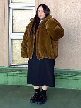 「PUNYUS（プニュズ）のアイテム（ブルゾン）」を使った、PUNYUS  さん（レディース・160cm）の冬コーディネート