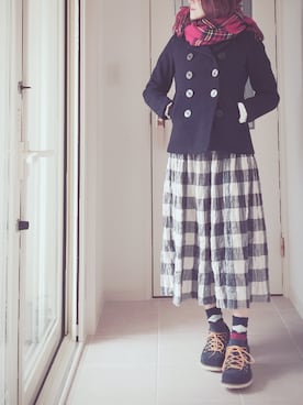 「定番」｜「アイテム（ピーコート）」を使った、Mymble⚓︎さん（レディース・160cm）の春コーディネート