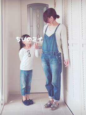 「ブルー x ホワイト」｜「アイテム（サロペット/オーバーオール）」を使った、Mymble⚓︎さん（レディース・160cm）の春コーディネート