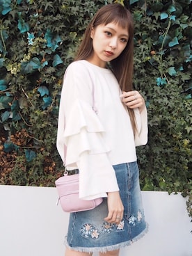 「アイテム（ボディバッグ/ウエストポーチ、パープル系）」を使った、MURUAさん（レディース・159cm）の冬コーディネート