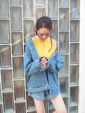 「MURUA（ムルーア）のアイテム（デニムジャケット）」を使った、MURUAさん（レディース・167cm）の冬コーディネート