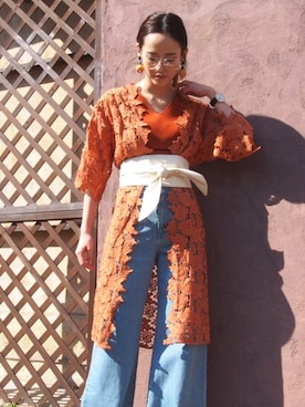 「MURUA（ムルーア）のアイテム（ベルト）」を使った、MURUAさん（レディース・160cm）の春コーディネート