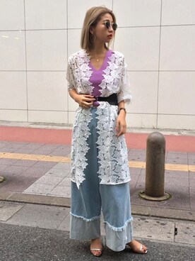 「サッシュベルト」｜「アイテム（その他アウター）」を使った、MURUAさん（レディース・170cm）の春コーディネート