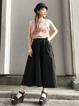 「MURUA（ムルーア）のアイテム（タンクトップ）」を使った、MURUAさん（レディース・152cm）の夏コーディネート