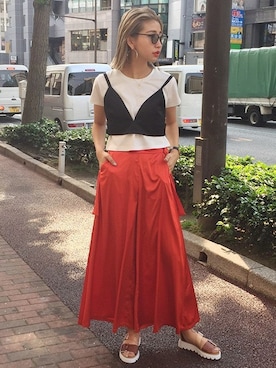 「アイテム（キャミソール）」を使った、MURUAさん（レディース・170cm）の夏コーディネート