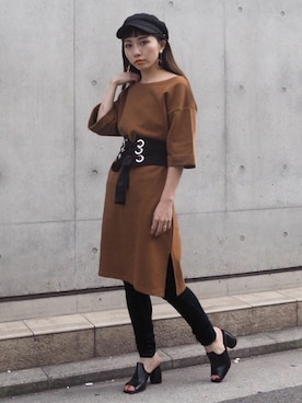 「MURUA（ムルーア）のアイテム（キャップ）」を使った、MURUAさん（レディース・155cm）の夏コーディネート