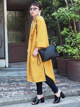 「アイテム（テーラードジャケット、イエロー系）」を使った、MURUAさん（レディース・155cm）の夏コーディネート