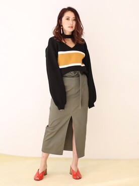 「もちもちニット」｜MURUAさん（レディース・160cm）の冬コーディネート