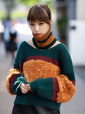 「アイテム（アクセサリー、グリーン系）」を使った、MURUAさん（レディース・160cm）の冬コーディネート