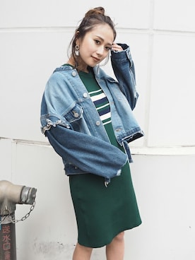 「＃ワンピース」｜「アイテム（ジャケット/アウター）」を使った、MURUAさん（レディース・153cm）の春コーディネート