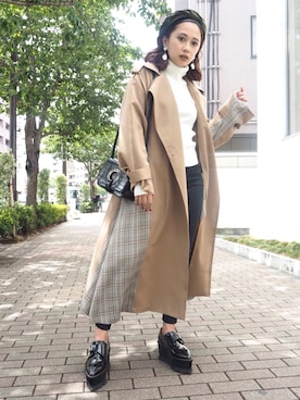 「MURUA（ムルーア）のアイテム（トレンチコート）」を使った、MURUAさん（レディース・160cm）の秋コーディネート