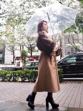 「ファー」｜「アイテム（トレンチコート）」を使った、MURUAさん（レディース・160cm）の秋コーディネート