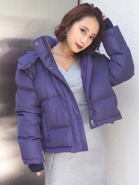 「アイテム（ブルゾン、パープル系）」を使った、MURUAさん（レディース・160cm）の秋コーディネート