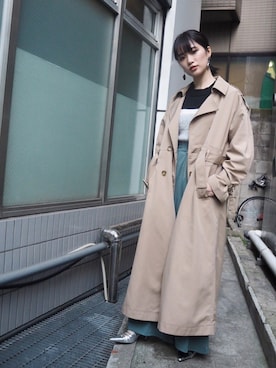 「MURUA（ムルーア）のアイテム（トレンチコート）」を使った、MURUAさん（レディース・160cm）の冬コーディネート