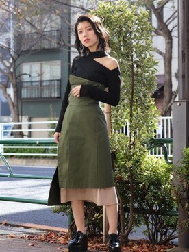 「MURUA（ムルーア）のアイテム（ローファー）」を使った、MURUAさん（レディース・158cm）の冬コーディネート