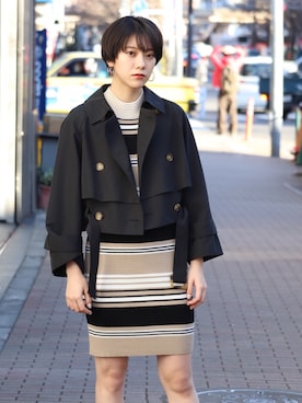 「MURUA（ムルーア）のアイテム（トレンチコート）」を使った、MURUAさん（レディース・160cm）の冬コーディネート