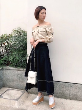 「MURUA（ムルーア）のアイテム（バッグ）」を使った、MURUAさん（レディース・160cm）の春コーディネート