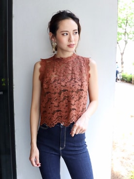 「MURUA（ムルーア）のアイテム（タンクトップ）」を使った、MURUAさん（レディース・160cm）の春コーディネート