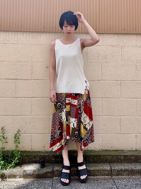 「MURUA（ムルーア）のアイテム（スカート）」を使った、MURUAさん（レディース・160cm）の夏コーディネート