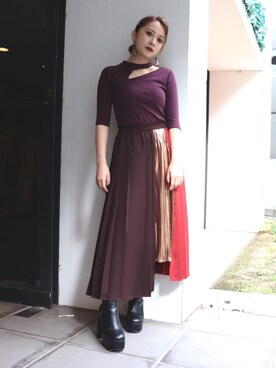 「MURUA（ムルーア）のアイテム（スカート）」を使った、MURUAさん（レディース・160cm）の夏コーディネート