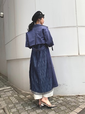 「MURUA（ムルーア）のアイテム（トレンチコート）」を使った、MURUAさん（レディース・160cm）の冬コーディネート