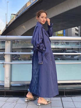 「MURUA（ムルーア）のアイテム（トレンチコート）」を使った、MURUAさん（レディース・160cm）の春コーディネート
