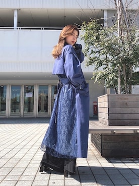 「MURUA（ムルーア）のアイテム（トレンチコート）」を使った、MURUAさん（レディース・160cm）の春コーディネート