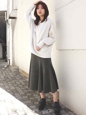 「MURUA（ムルーア）のアイテム（パーカー）」を使った、MURUAさん（レディース・160cm）の春コーディネート